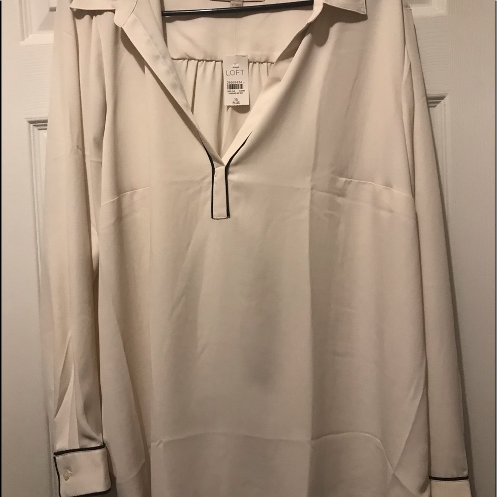 Loft. Ivory, multi-wear blouse. Brand New.